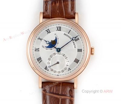 High-End Replica Breguet Classique Rose Gold Bezel Moonphase Watch For Men